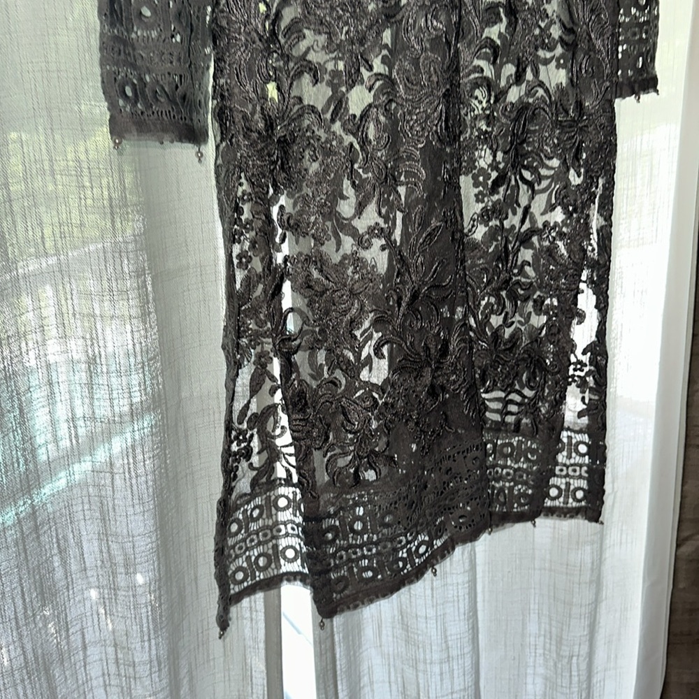 Agha Noor grey classic lace tunic $119 - Picture 6 of 8